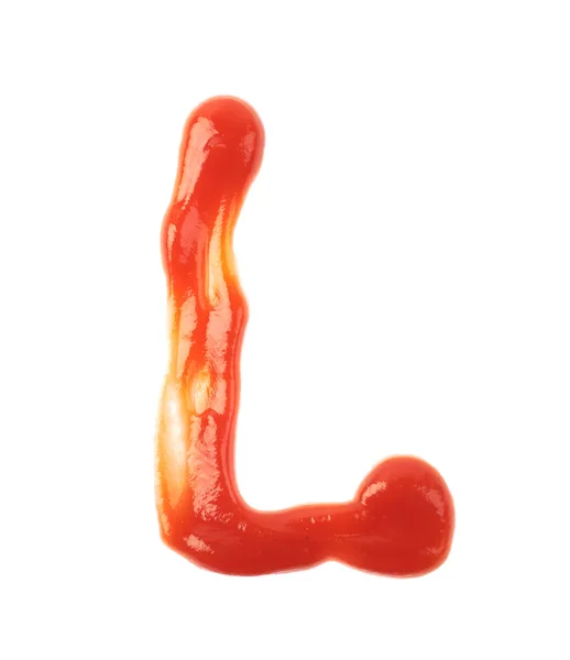 Pojedynczej litery wykonane z sosem na białym tle — Zdjęcie stockowe