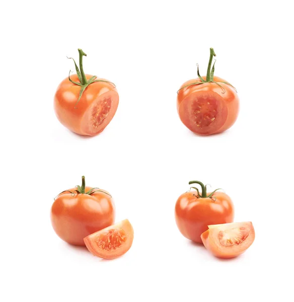 Dojrzały pomidor czerwony na białym tle — Zdjęcie stockowe