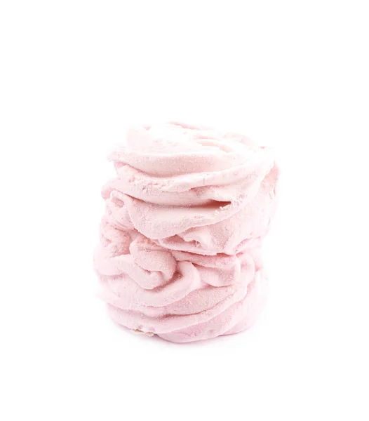 Marshmallow Confetto Rosa Zephyr Isolato Sullo Sfondo Bianco — Foto Stock