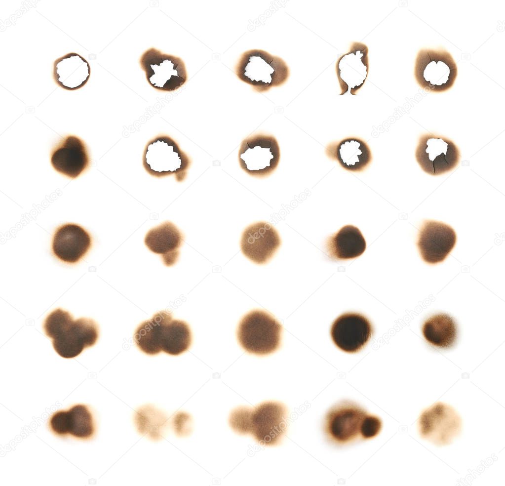 Paper burn mark stain isolated