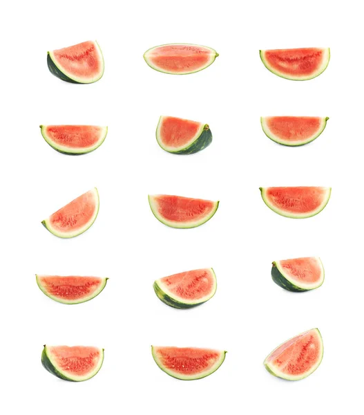 Einzelne Wassermelonenscheibe isoliert — Stockfoto