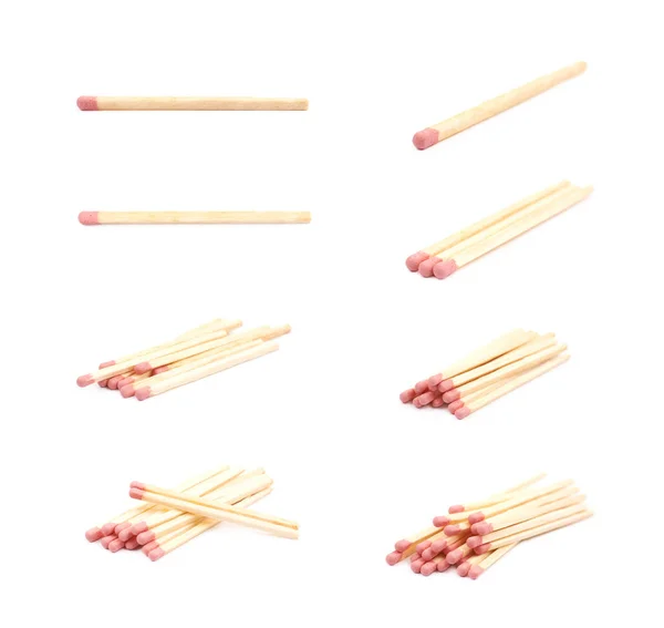 Pile of wooden matches isolated — Stock Photo, Image