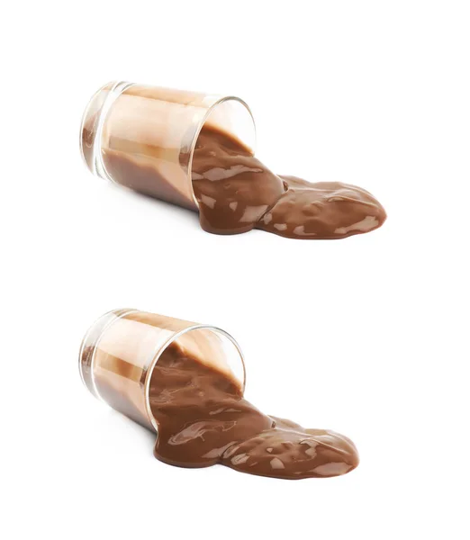 Tiro de vidro de pudim de chocolate — Fotografia de Stock