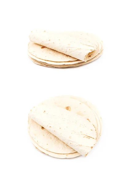 Tarwe bloem tortilla geïsoleerd — Stockfoto