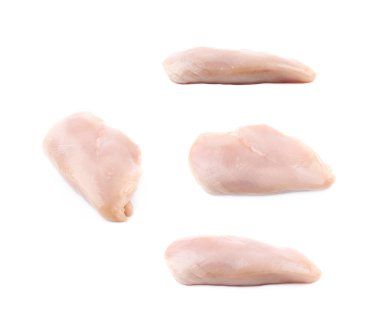 İzole çiğ tavuk eti dilim