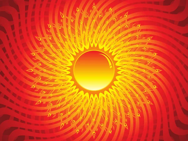 Abstract Artistic Burning Sun Vector Illustration — Stock Vector