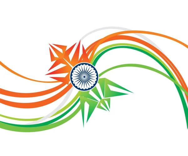 Абстрактная Творческая Индийская Трехцветная Векторная Иллюстрация Флага — стоковый вектор