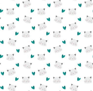 Kediler ve kalpleri ile sorunsuz arka plan