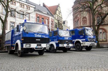 Soest, Almanya - 31 Aralık 2017: Alman Federal Ajansı teknik yardım ekipman araç için (Almanca: Bundesanstalt Technisches Hilfswerk)