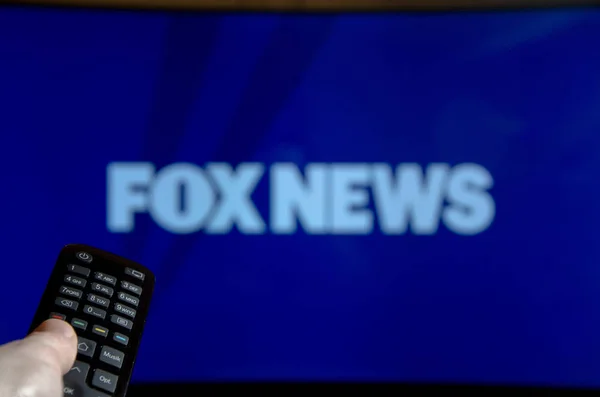 Soest Németország 2018 Január Ember Nézi Fox News Fox News — Stock Fotó
