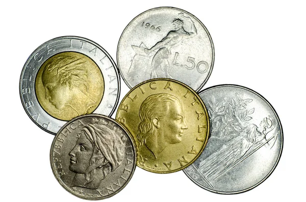 Διάφορα Ιταλικά Κέρματα Διαφορετικά — Φωτογραφία Αρχείου