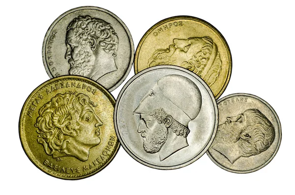 Verschiedene Griechische Münzen Griechisch — Stockfoto