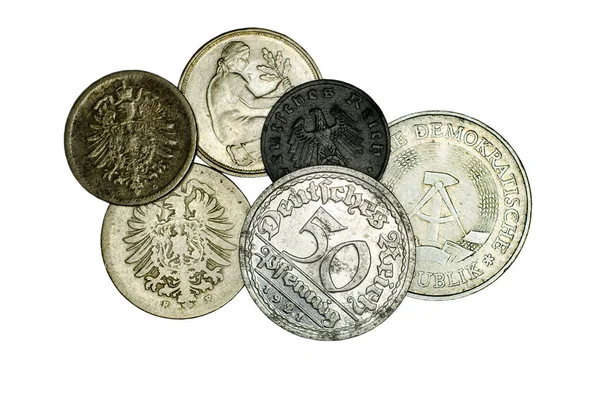 Διάφορα Γερμανικά Κέρματα Γερμανικά — Φωτογραφία Αρχείου
