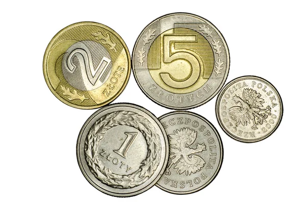 Ζλότι Πολωνίας Διαφορετικά Νομίσματα — Φωτογραφία Αρχείου