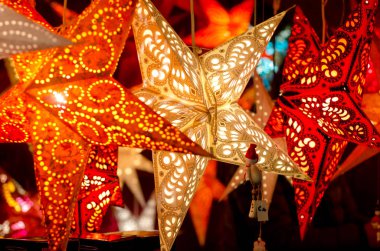 Led ışık Noel kağıt yıldız dekorasyon.