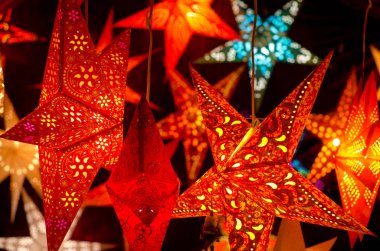 Led ışık Noel kağıt yıldız dekorasyon.