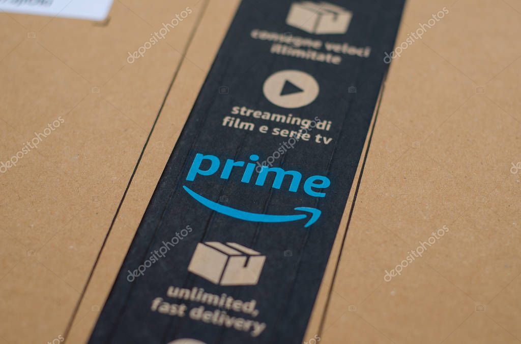 Soest, Germany - December 12, 2018: Amazon Prime cardboard box.