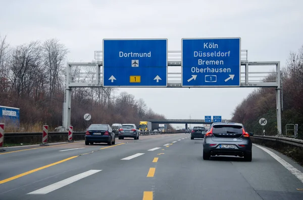 Ντόρτμουντ Γερμανία Δεκεμβρίου 2018 Οδική Κυκλοφορία Γερμανική Autobahn Autobahn Autobahn — Φωτογραφία Αρχείου