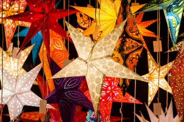 Led ışık Noel kağıt yıldız dekorasyon.