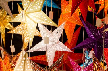 Led ışık Noel kağıt yıldız dekorasyon.