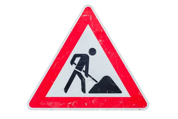 Old Sign Road Work — Stock Photo, Image