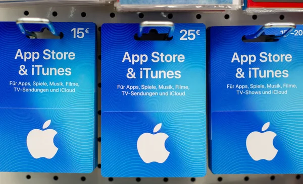 Soest Alemania Diciembre 2018 App Store Itunes Gift Cards Venta — Foto de Stock