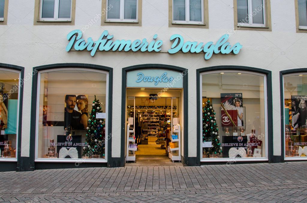 Soest, Germany - December 29, 2018: Douglas store. Douglas GmbH is a German perfume and cosmetics retailer based in Hagen