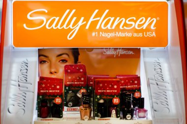 Soest, Germany - January 3, 2019: Sally Hansen cosmetic for sale in the shop. clipart