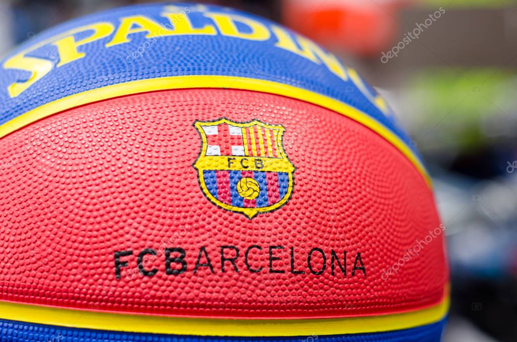 Soest, Germany - January 7, 2019: FC Barcelona Bsquet (English: FC Barcelona Basketball) Ball.