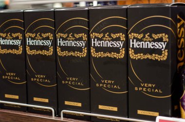 Dortmund, Almanya - 15 Ocak 2019: Hennessy konyak çok özel mağaza satış için.