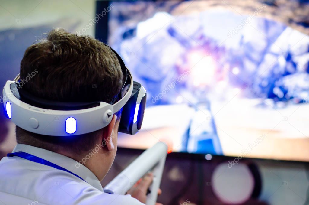 Man playing VR game 