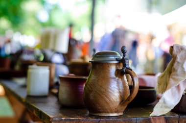 Ortaçağ festivalinde ortaçağ yemekleri ve yaşam.