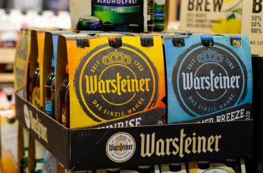 Mağazada satılık Warsteiner Bira.
