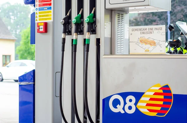 Vianden, Luxembourg - July 27, 2019: Q8 Gas Station. Kuwait Petroleum International, known by our trademark Q8, was established in 1983. — Stock Photo, Image