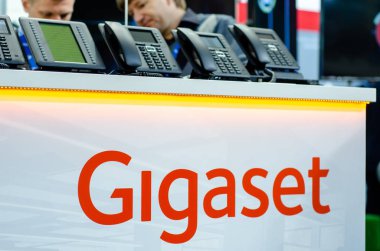 Kyiv, Ukrayna - 28 Eylül 2019: Gigaset Sergi Standı.