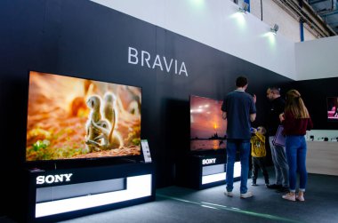 Kyiv, Ukrayna - 28 Eylül 2019: Sony Bravia Sergi Standı