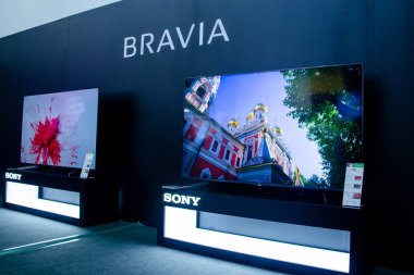 Kyiv, Ukrayna - 28 Eylül 2019: Sony Bravia Sergi Standı