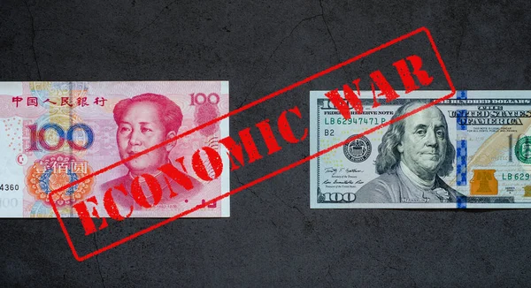 Dólar Estadounidense Usd Yuan Chino Cny Concepto Billete — Foto de Stock