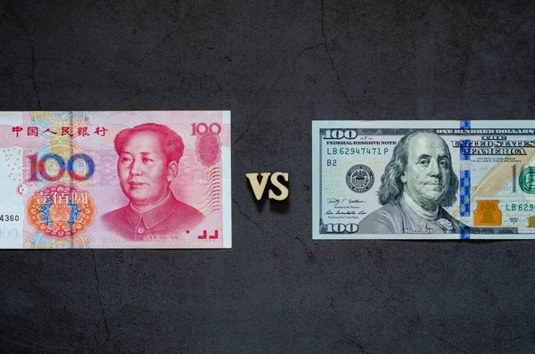 Dólar Estadounidense Usd Yuan Chino Cny Concepto Billete — Foto de Stock