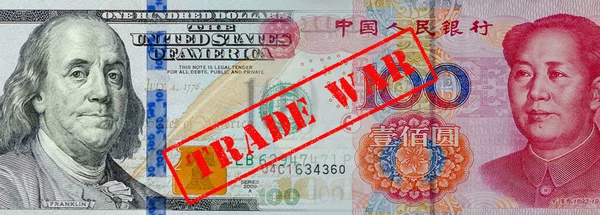 Dólar Estadounidense Yuan Chino Concepto Billete Guerra Comercial — Foto de Stock