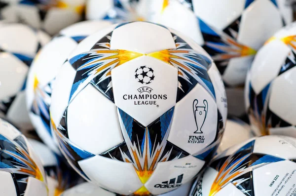 Kiev Ucrania Mayo 2018 Pelotas Con Logo Uefa Champions League —  Fotos de Stock