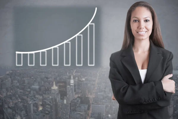 Mujer Negocios Casual Con Gráfico — Foto de Stock