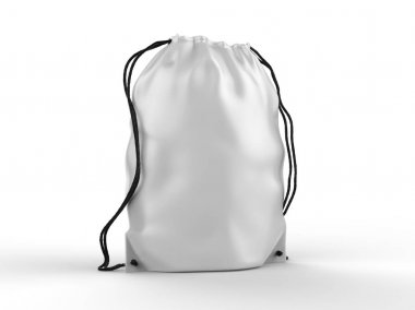 Marka için Boş Drawstring Polyester Tote Çanta. 3d render illüstrasyon.