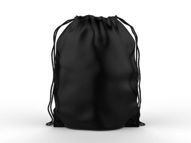 Marka için Boş Drawstring Polyester Tote Çanta. 3d render illüstrasyon.