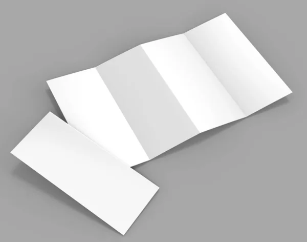 Akordeon dikey broşür kat, on iki sayfa broşür veya broşür mockup, concertina kat. boş beyaz 3d render illüstrasyon.