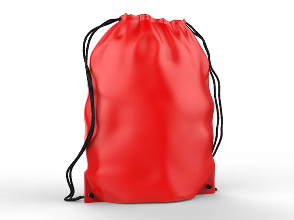 Marka için Boş Drawstring Polyester Tote Çanta. 3d render illüstrasyon.