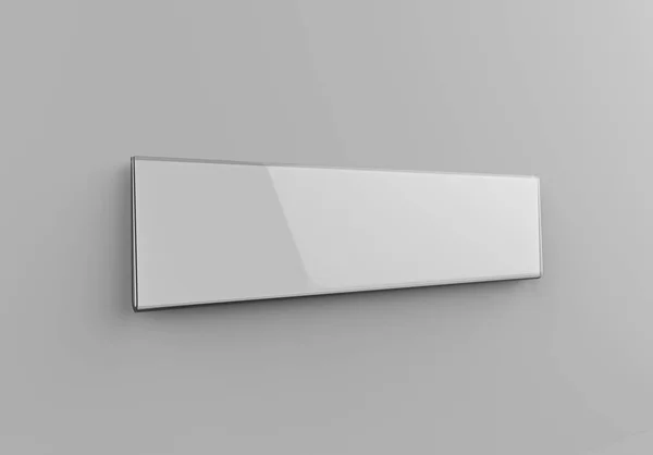 Çerçeve kapısı, duvar levhası ya da isim plakası için boş akrilik tutucu. 3d resimleme.
