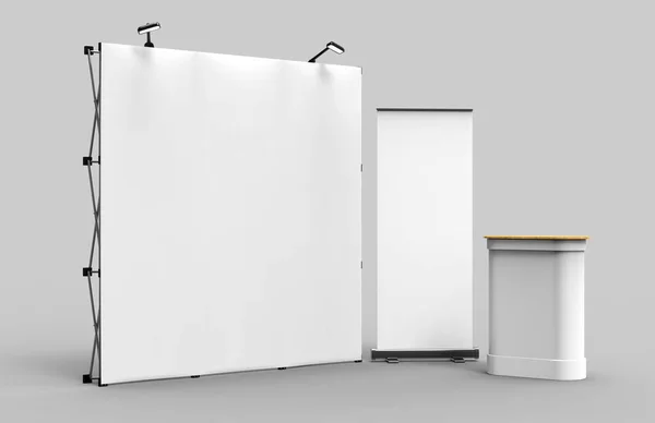 Straight Exhibition Tension Fabric Display Banner Stand Backdrop Trade Show — Stock Photo, Image