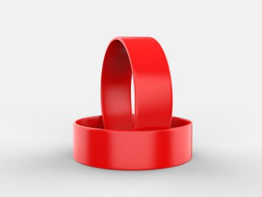 Boş Silikon Bileklik, Kauçuk Bilezik veya Mockup Tasarım için Parti Favor. 3d Render İllüstrasyon.