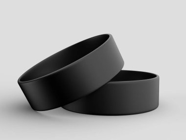 Boş Silikon Bileklik, Kauçuk Bilezik veya Mockup Tasarım için Parti Favor. 3d Render İllüstrasyon.